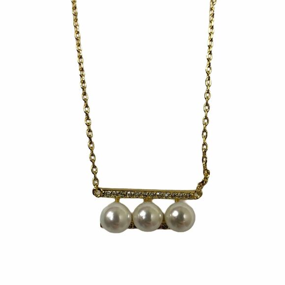 ADORNIA Yellow Gold Plated Sterling Silver Pearl Necklace NEW - Picture 4 of 7